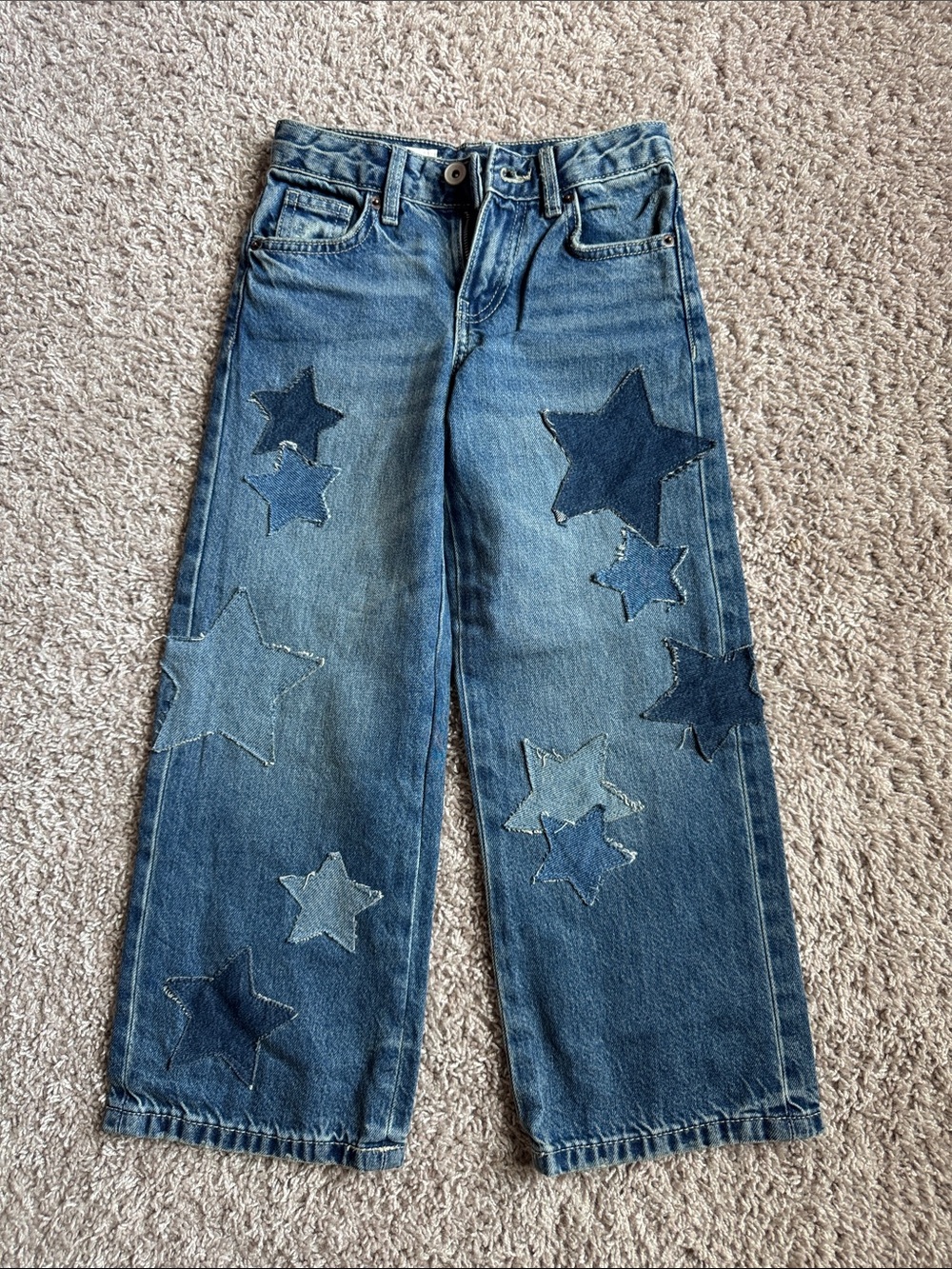 Zara Kids Denim Jeans with Star Patches - Blue